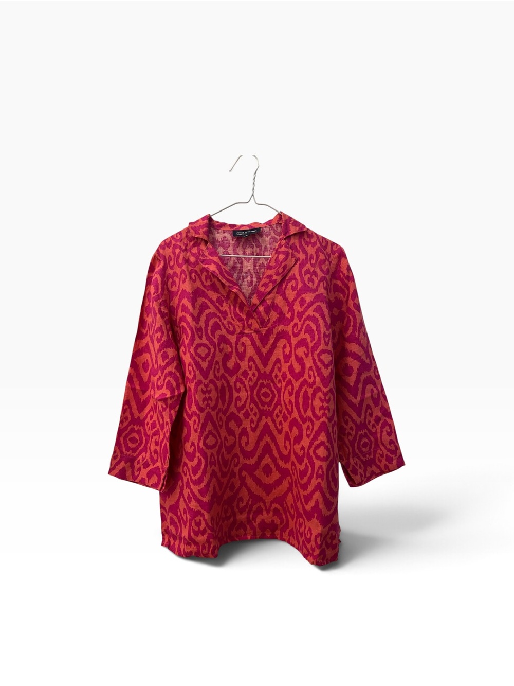 Jones New York Pink and Orange Ikat V-Neck Tunic